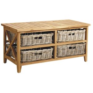 Photo MTB1350 : Teak and pulut rattan coffee table