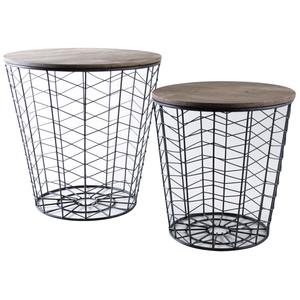 Photo MTB138S : Round wood and metal coffee tables