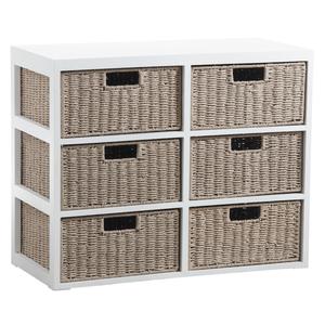 Photo NCM3020 : Wood and paper rope chest of 6 drawers