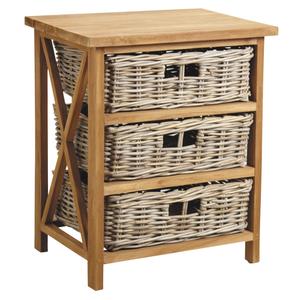 Photo NCM3130 : Teak and grey pulut rattan chest of 3 drawers