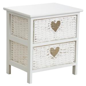 Photo NCM3200 : Commode blanche en medium et corde 2 tiroirs