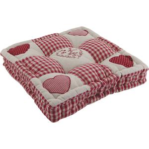 Photo NCO1430 : Coussin rouge motifs coeurs