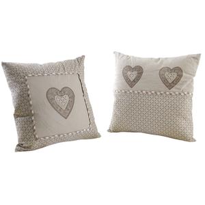 Photo NCO2290 : Coussin coeur en coton et lin