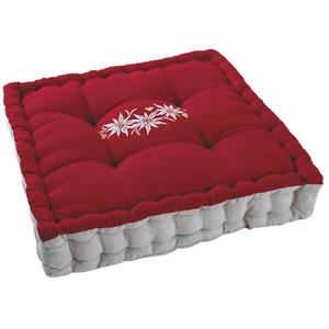 Photo NCO2360 : Coussin edelweiss carré en coton et lin