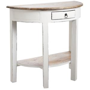 Photo NCS1220 : Console demi-lune en bois blanc antique