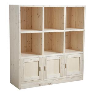 Photo NET2150 : Spruce wood cabinet 6 boxes 3 doors