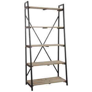 Photo NET2360 : Black metal and wood shelf