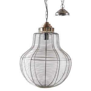 Photo NLA2070 : Gray antique metal and wood lamp