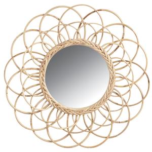 Photo NMI1420V : Miroir fleur en rotin