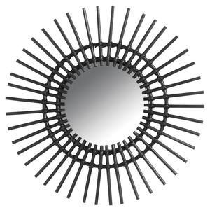 Photo NMI1450V : Round black rattan mirror