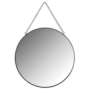 Photo NMI1660V : Miroir rond en métal laqué noir