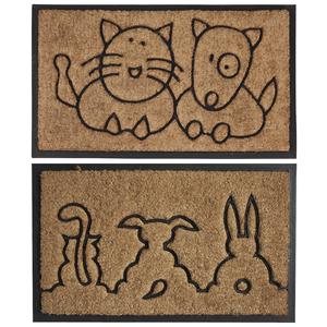Photo NPA1400 : Paillasson en latex et coco motif chien et chat