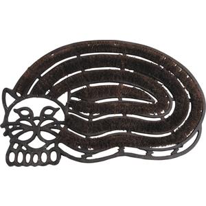 Photo NPA1450 : Cast iron cat door mat with palm brush