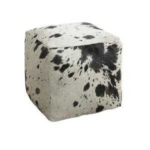 Photo NPO1280C : Pouf cube en peau de vache