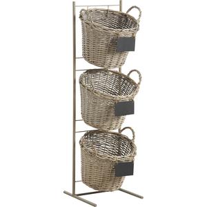 Photo NPR1410 : Metal stand with 3 willow baskets