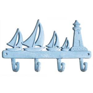 Photo NPT1310 : Cast iron 4 hook hanger with sailboat design