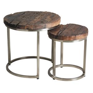 Photo NSE162S : Steel and solid wood nested tables