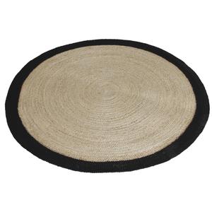 Photo NTA1812 : Tapis rond en jute avec bords noirs