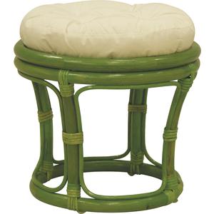 Photo NTB1316C : Tabouret en rotin vert