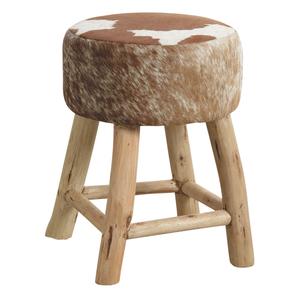 Photo NTB1590C : Tabouret en bois et peau de vache