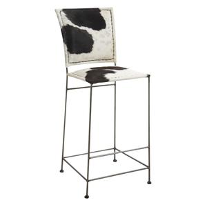 Photo NTB1600C : Tabouret de bar en peau de vache et métal