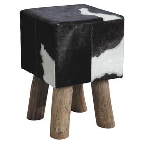 Photo NTB1630C : Tabouret carré en peau de vache