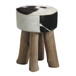 Photo NTB1640C : Tabouret rond en peau de vache