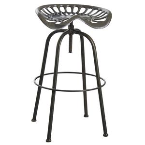 Photo NTB1731 : Antic grey metal tractor swivel stool