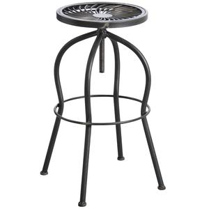 Photo NTB1741 : Tabouret haut pivotant en métal gris antique