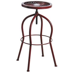 Photo NTB1742 : Tabouret haut pivotant en métal rouge antique