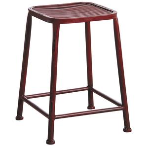 Photo NTB1752 : Tabouret carré en métal rouge antique