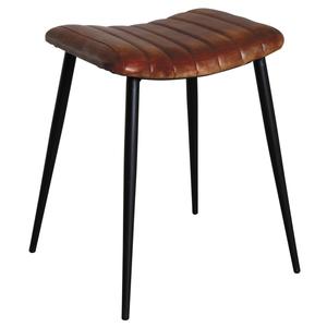 Photo NTB1820C : Tabouret rectangulaire en cuir et métal