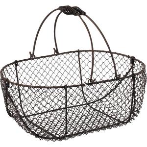 Photo PAM1010 : Rusty wire basket with movable handles