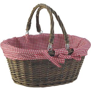 Photo PAM1630C : Panier en osier doublure vichy