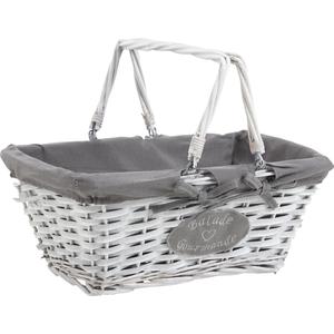 Photo PAM3080C : Willow and wood basket with movable handles