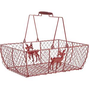 Photo PAM3150 : Red lacquered wire basket with movable handles