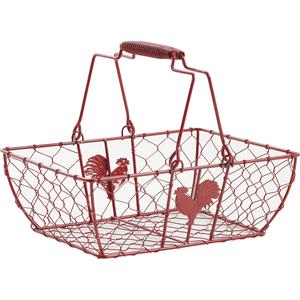 Photo PAM3160 : Red lacquered wire basket with movable handles