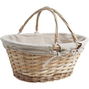 Photo PAM3190J : White wood and willow basket with handles