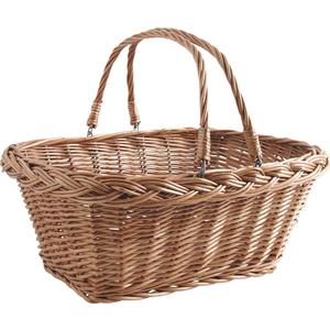 Photo PAM3200 : Rectangular buff willow basket with handles