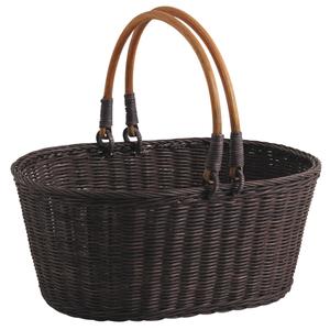 Photo PAM3370 : Brown stained rattan basket with handles