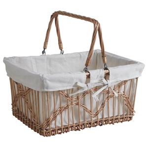 Photo PAM4500J : Rectangular stained wood basket with handles