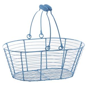 Photo PAM4550 : Blue lacquered metal oval basket