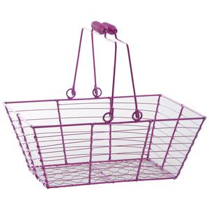 Photo PAM4560 : Rectangular pink lacquered wire basket