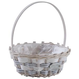 Photo PAM4640P : Round willow and wood basket with handle