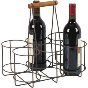 Photo PBO1700 : Rusty finish metal basket for 6 bottles