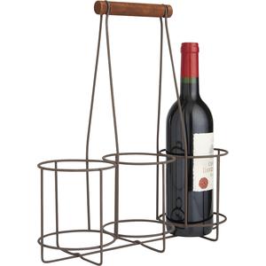 Photo PBO1780 : Rusty finish metal bottle holder for 3 bottles