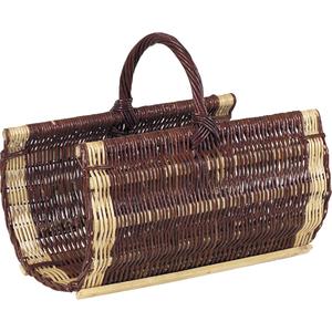 Photo PBU1070 : Panier à bûches en osier brut et blanc