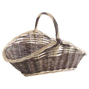 Grand panier en osier / Panier à bois de chauffage / Panier de ferme /  Panier en bois / Décoration rustique / Panier rustique / Décor de cheminée  / Panier tissé -  France