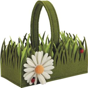Photo PCF1860 : Felt basket with daisy and ladybirds