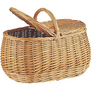 Photo PCO1090 : Buff willow basket with handle and covers